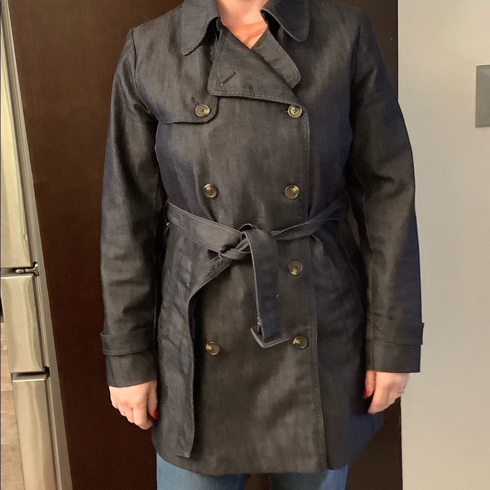 GAP Dark Navy Denim Trench Coat, size M.